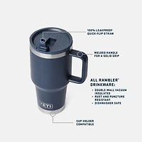 White 30oz Travel Straw Mug