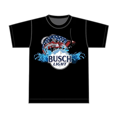 Busch Light Patriotic Big Mouth Bass Short Sleeve T-Shirt Black
