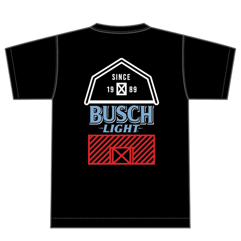 Busch Light Patriotic Barn Short Sleeve T-Shirt Black