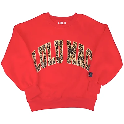 Lulu Mac Leopard Print Crewneck Sweatshirt Red