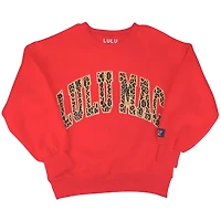 Lulu Mac Leopard Print Crewneck Sweatshirt Red