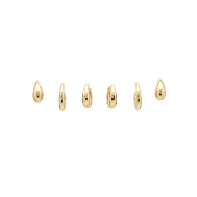 Gold Huggie Earrings Set of 3