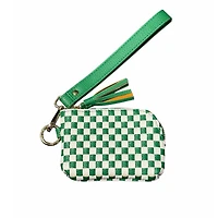 Woven Wristlet in Green and Cream