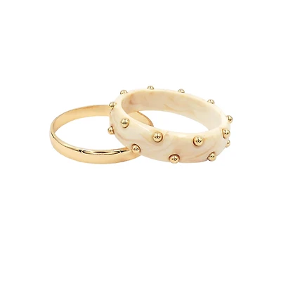 Neutral and Gold Bangle Bracelet Set