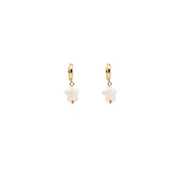 Star Pearl Drop Gold Huggie Earrings
