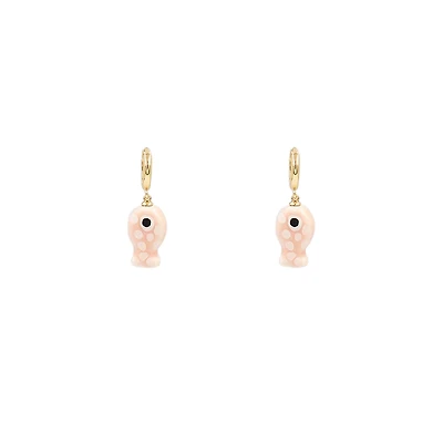 Pink Fish Huggie Earrings