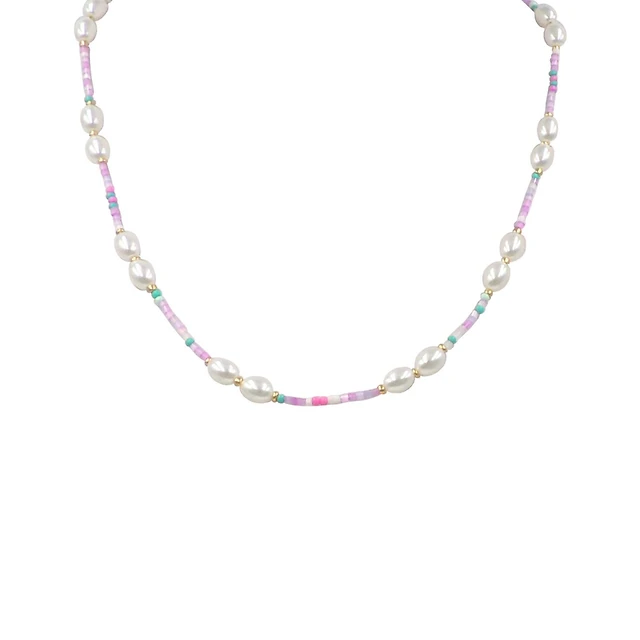Multicolor Bead and Pearl Necklace