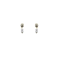 Double Pearl and Gold Drop Earrings