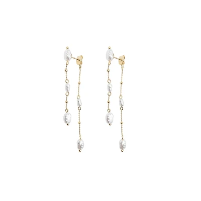 Double Layer Pearl Dangle Earrings
