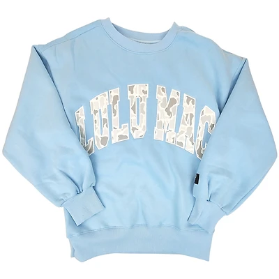 Lulu Mac Camo Embroidered Crew Light Blue