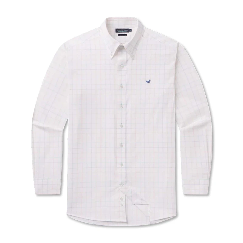 Lockhart Windowpane Performance Dress Shirt Light Blue and Mint