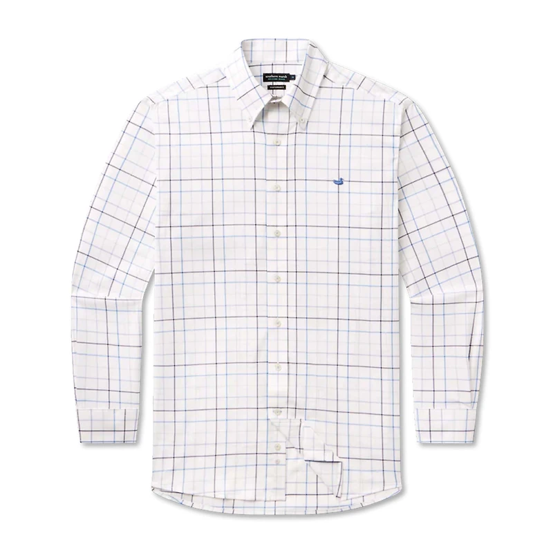 Lockhart Windowpane Performance Dress Shirt Navy and French Blue
