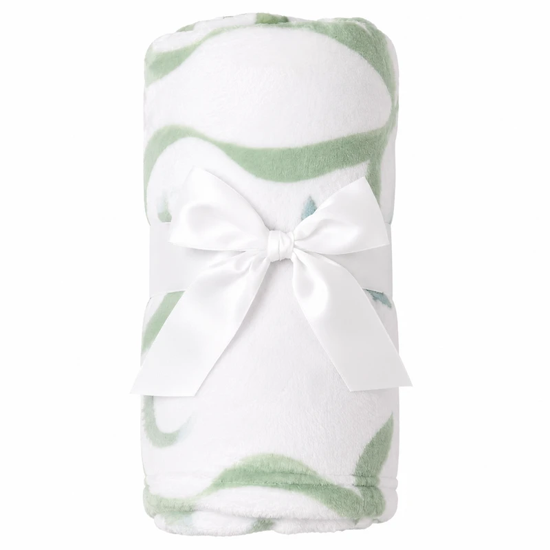 Light Blue and Green Romantic Bows Fleece Blanket