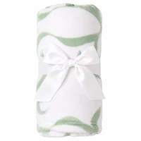 Light Blue and Green Romantic Bows Fleece Blanket