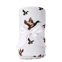 Light Blue Flying Ducks Fleece Blanket
