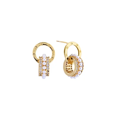 Pearl Embellished Hoop Earrings