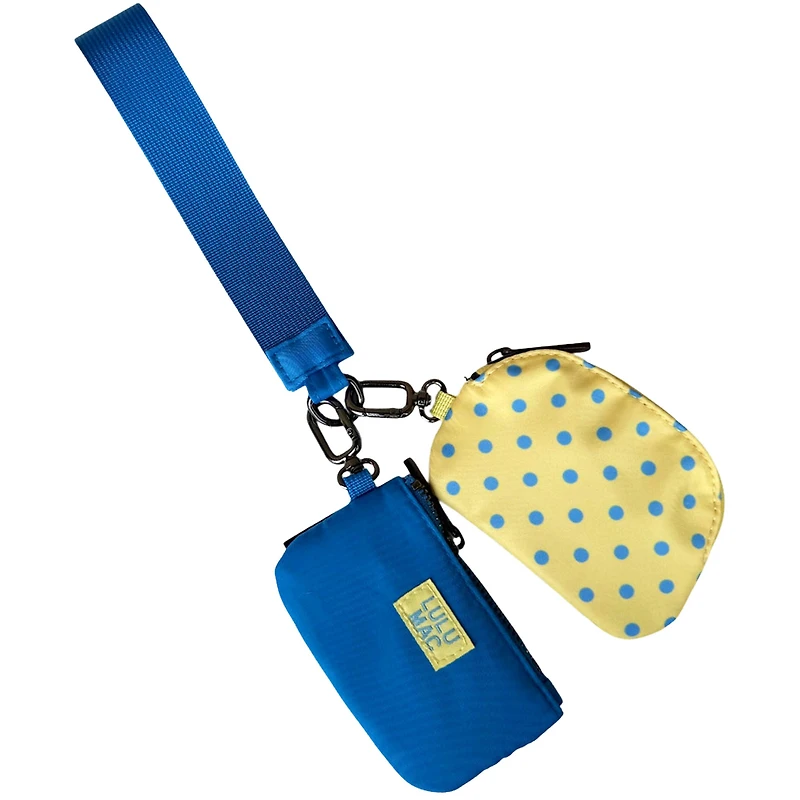 Lulu Mac Dual Wristlet in Butter and Blue Dots
