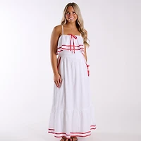 Nautical Trim Sleeveless Maxi Dress White