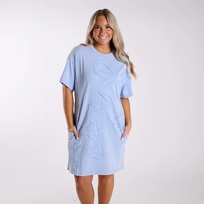 Blue Bow Knit Dress