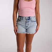 The High Rise Light Wash Denim Shorts