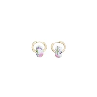 Floral Bead Gold Hoop Earrings