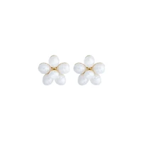 Pearl Flower Gold Stud Earrings