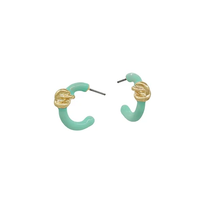 Mint Twisted Knot Enamel Hoop Earrings