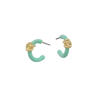 Mint Twisted Knot Enamel Hoop Earrings