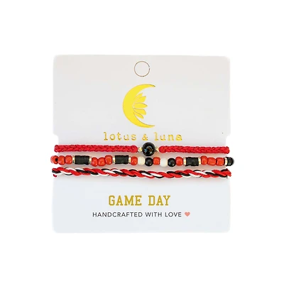 Game Day Bracelet Stack in Red and Black