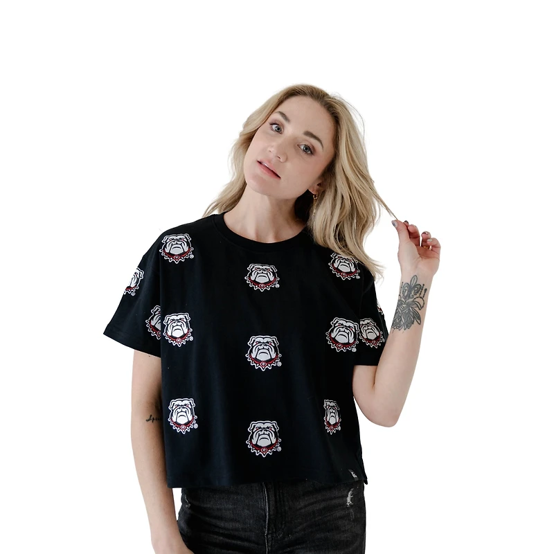 Georgia Bulldogs Allover Logo Cropped T-Shirt