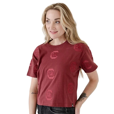 South Carolina Gamecocks Allover Logo Cropped T-Shirt