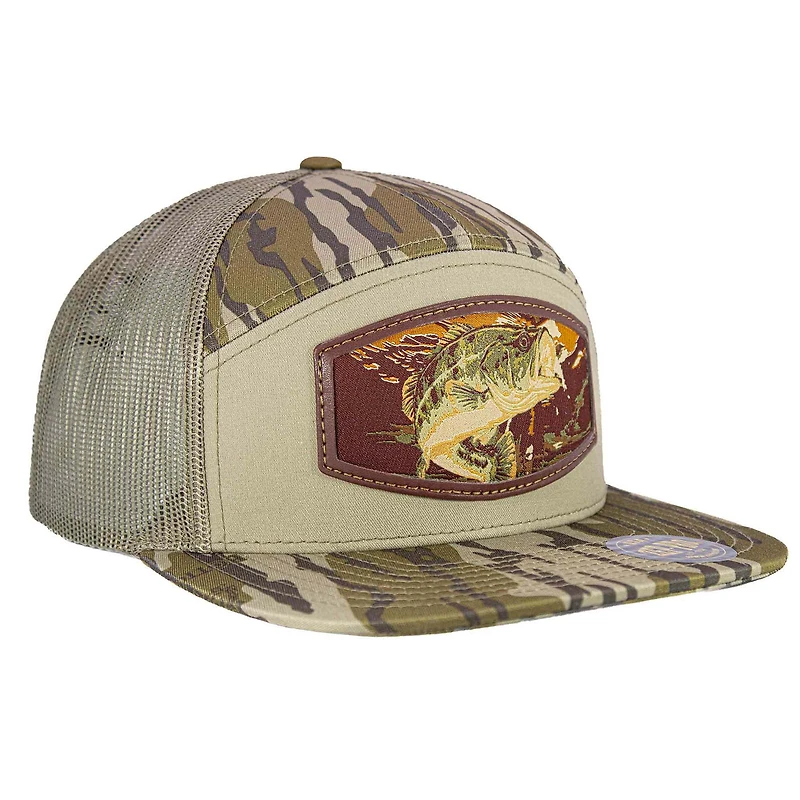 Bass Patch Camo 7 Panel Trucker Hat