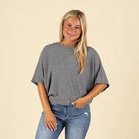 Short Sleeve Miter Ribbed Cocoon Top
