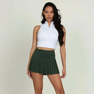 High-Waisted Pleated Tennis Skort Forest