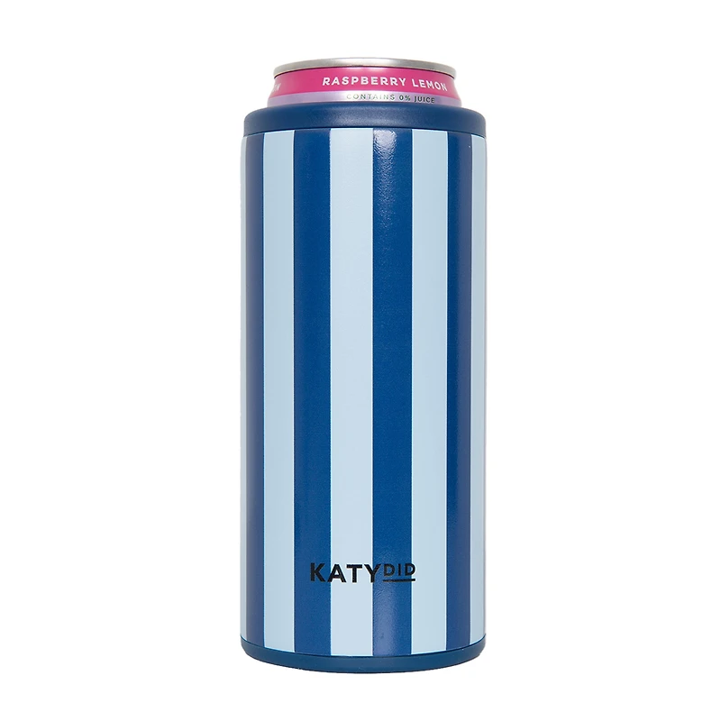 Navy and Light Blue Striped Slim Can Cooler