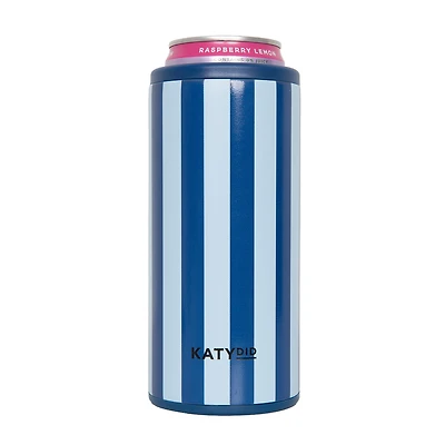 Navy and Light Blue Striped Slim Can Cooler