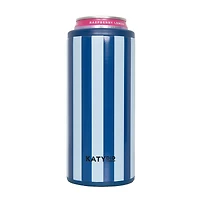 Navy and Light Blue Striped Slim Can Cooler