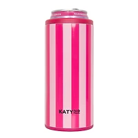 Hot Pink Striped Slim Can Cooler