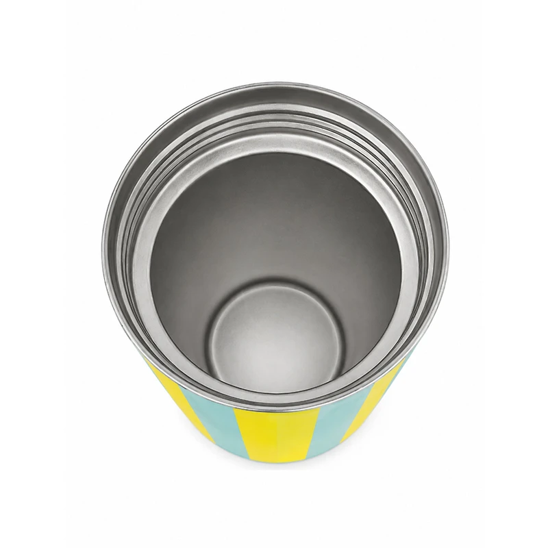 Aqua and Yellow Striped Slim Can Cooler