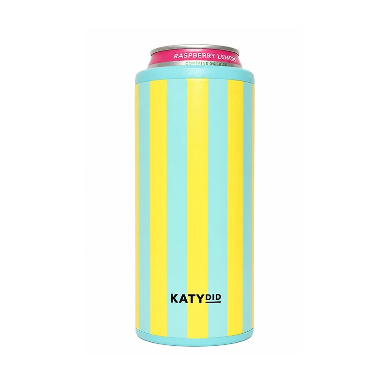 Aqua and Yellow Striped Slim Can Cooler