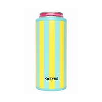 Aqua and Yellow Striped Slim Can Cooler