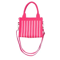 Hot Pink Striped Structured Mini Tote