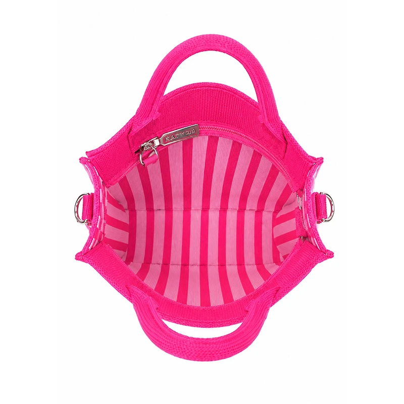 Hot Pink Striped Structured Mini Tote