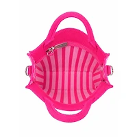 Hot Pink Striped Structured Mini Tote