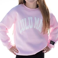 Youth Lulu Mac Puff Crewneck Sweatshirt Light Pink and White