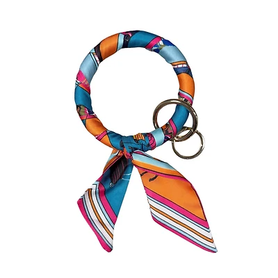 Orange and Blue Round Scarf Keyring