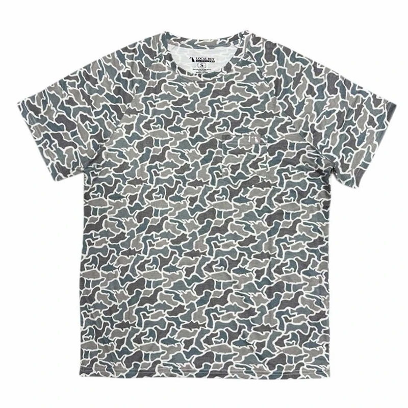 Heather Blend Crewneck Short Sleeve T-Shirt Fish Camo