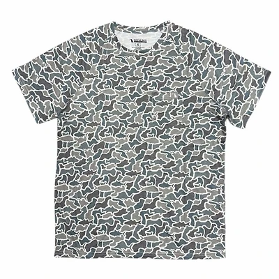 Heather Blend Crewneck Short Sleeve T-Shirt Fish Camo
