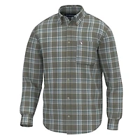 Plaid Stretch Flannel Moss Gray, Smoky Teal, and Silver