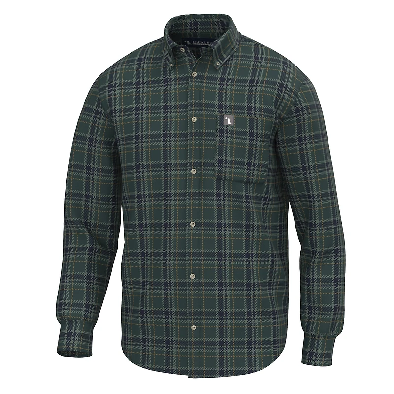 Plaid Stretch Flannel Spruce, Navy, and Copper
